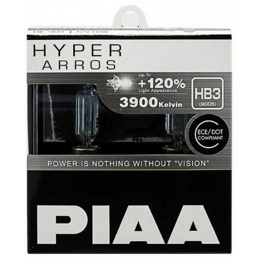 PIAA Hyper Arros HB3 +120% 60W 3900K комплект 2 шт, Тип лампы: HB3, Цветовая температура: 3900 