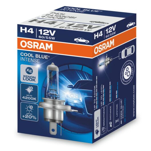 OSRAM Cool Blue Intense H4 55W 4200K (картон) 1 шт, Тип лампы: H4, Цветовая температура: 4200 