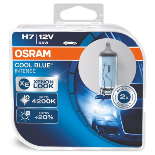 OSRAM Cool Blue Intense H7 55W 4200K комплект 2 шт, Тип лампы: H7, Цветовая температура: 4200 