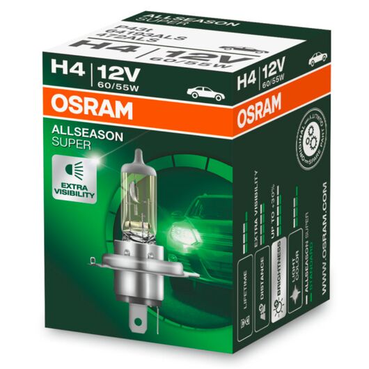 OSRAM AllSeason H4 60/55W 3200K картон 1 шт, Тип лампы: H4, Цветовая температура: 3200 