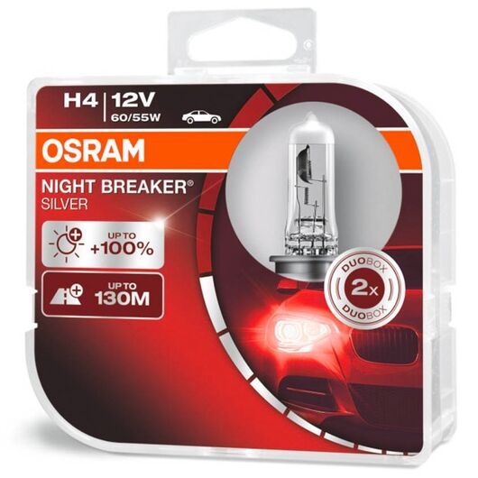 OSRAM Night Breaker Silver H4 60/55W 3200K комплект 2 шт