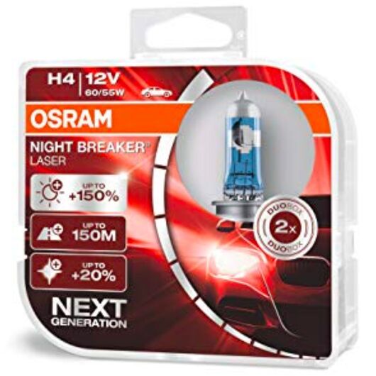 OSRAM Night Breaker Laser H4 60/55W 3900K комплект 2 шт, Тип лампи: H4, Колірна температура: 3900