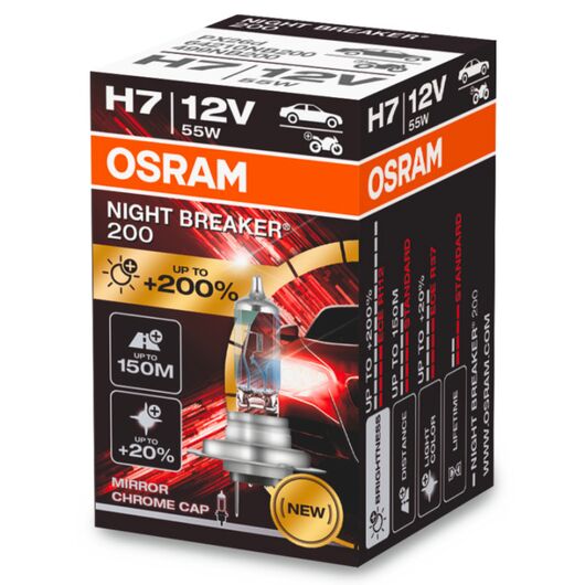 OSRAM Night Breaker 200 H7 55W 3900K (картон) 1 шт, Тип лампи: H7, Колірна температура: 3900