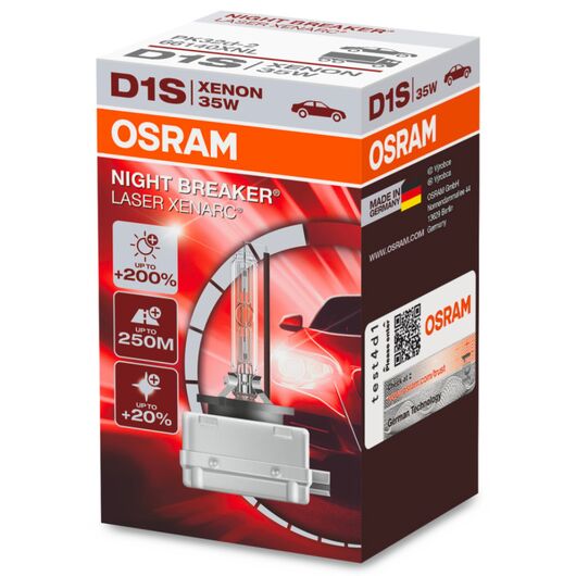 OSRAM Xenarc Night Breaker Laser D1S 35W 4500K (картон) 1 шт, Тип лампи: D1S, Колірна температура: 4500