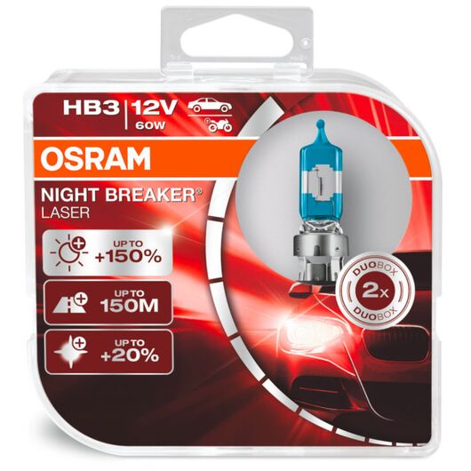 OSRAM Night Breaker Laser HB3 60W 3900K комплект 2 шт, Тип лампы: HB3, Цветовая температура: 3900 