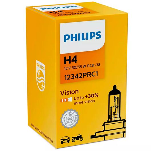 PHILIPS Vision +30% H4 60/55W 3200K (картон) 1 шт 