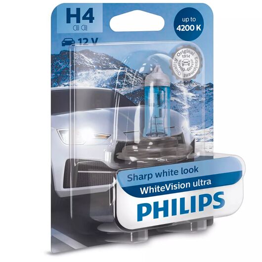 PHILIPS WhiteVision ultra +60% H4 55/60W 4200K 1 шт
