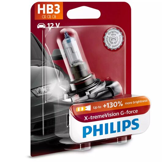 PHILIPS X-tremeVision G-force +130% HB3 60W 3350K 1 шт 