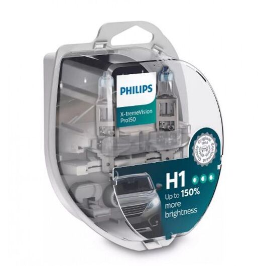 Лампа галогенная Philips H1 X-treme Vision Pro +150% 55W 12V P14,5s 12258XVPS2 (2 шт) 