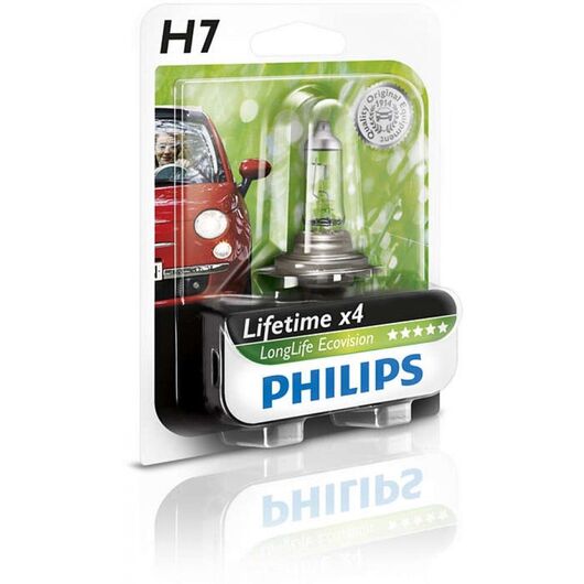 Лампа галогенная Philips H7 LongLife EcoVision, 1шт/блистер 12972LLECOB1 