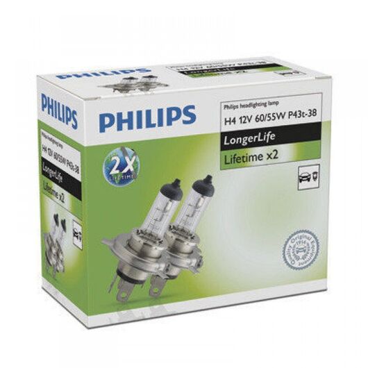 Лампа галогенна Philips H4 LongLife EcoVision 12342ELC2 2шт/картон