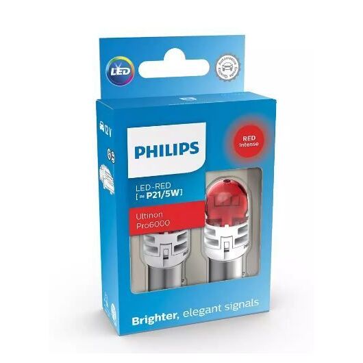 Philips Ultinon Pro6000 P21/5W SI BAY15d 11499RU60X2 LED Red