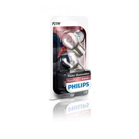Лампа накаливания Philips P21W VisionPlus, 2шт/блистер 12498VPB2