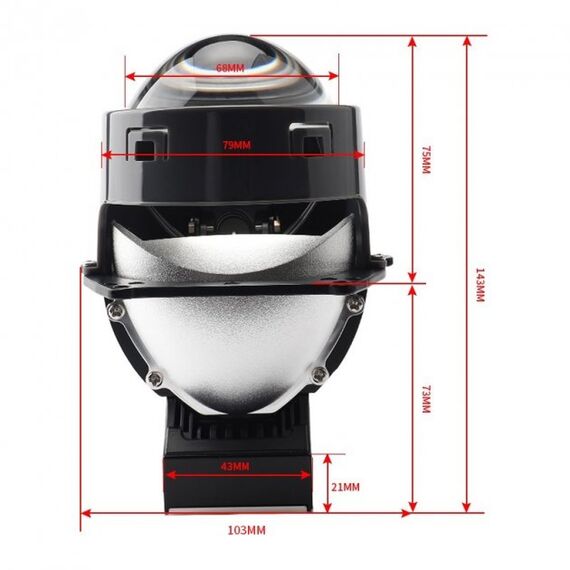 PLUTON BI-LED 3" 60/65W 5500K широкоформатні автомобільні лінзи комплект 2 шт, зображення 4