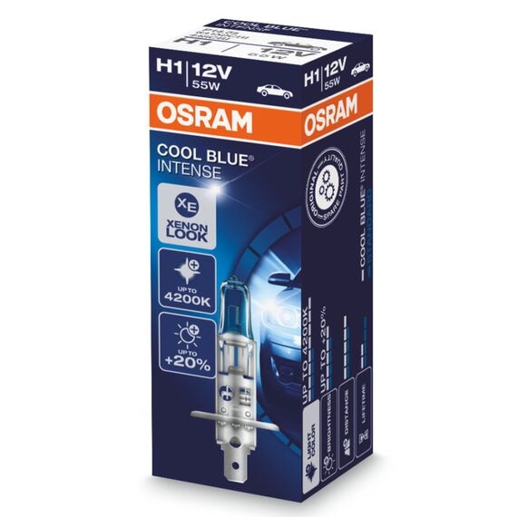 OSRAM Cool Blue Intense H1 55W 4200K (картон) 1 шт, Тип лампы: H1, Цветовая температура: 4200