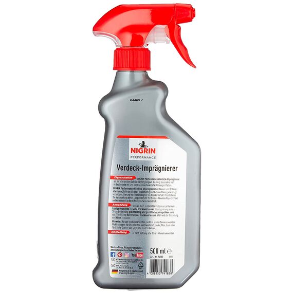 NIGRIN Performance Verdeck Imprägnierer защитная пропитка для мягкой крыши кабриолета (Германия) 500 мл , изображение 2