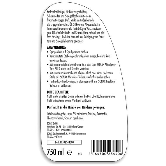 Очиститель для стекол и зеркал, 750 мл, Sonax ScheibenStar (234400) , изображение 5