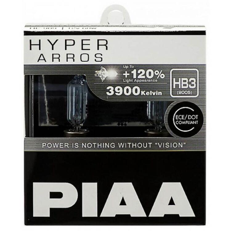 PIAA Hyper Arros HB3 +120% 60W 3900K комплект 2 шт, Колірна температура: 3900, Тип лампи: HB3