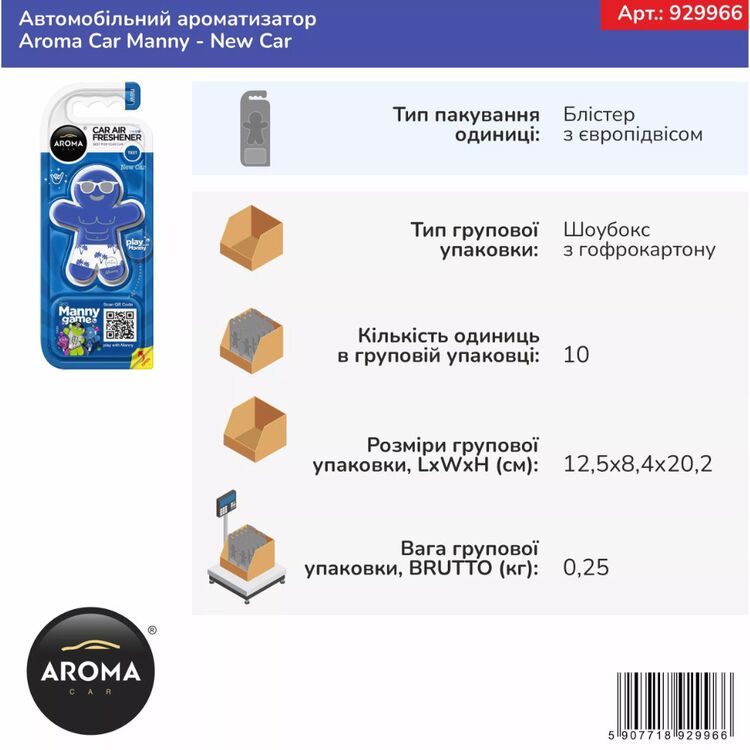Ароматизатор Aroma Car Manny New Car: аромат нового автомобиля , изображение 3