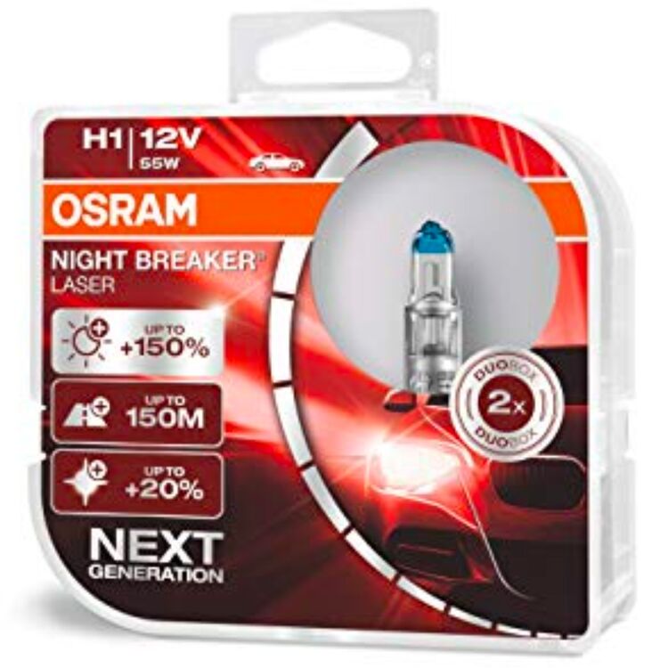 OSRAM Night Breaker Laser H1 55W 3900K комплект 2 шт, Колірна температура: 3900, Тип лампи: H1