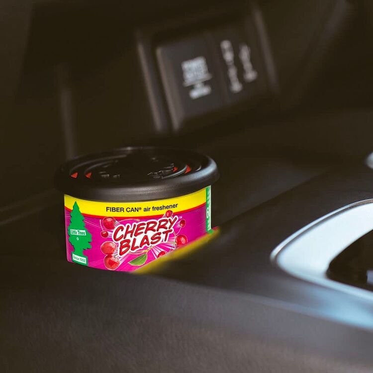 Little Trees Fiber Can Cherry Blast Air Freshener ароматизатор консерва в подстаканник (под сиденье) с запахом вишни , изображение 6