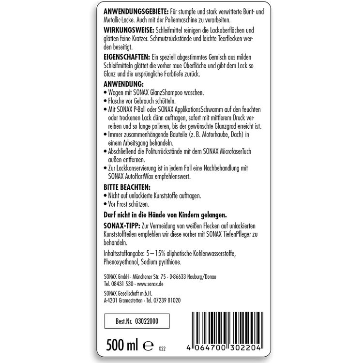 SONAX Lackreiniger очищающий полироль для кузова 500 мл, Количество: 500 мл , изображение 7