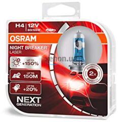 OSRAM Night Breaker Laser H4 60/55W 3900K комплект 2 шт, Тип лампы: H4, Цветовая температура: 3900 