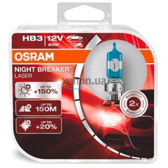 OSRAM Night Breaker Laser HB3 60W 3900K комплект 2 шт, Тип лампы: HB3, Цветовая температура: 3900 