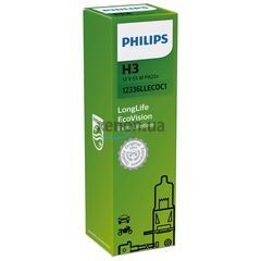 PHILIPS LongLife EcoVision 4x H3 55W 3100K (картон) 1 шт 