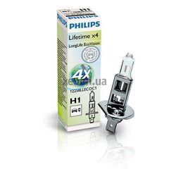 Лампа галогенная Philips H1 LongLife EcoVision, 1шт/картон 12258LLECOC1 