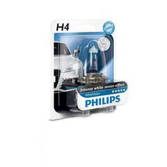 Лампа галогенная Philips H4 WhiteVision +60%, 4300K, 1шт/блистер 12342WHVB1 