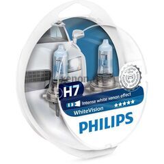 Лампа галогенна Philips H7 WhiteVISION +60% 3700К 2шт/блістер 12972WHVSM