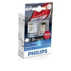 Philips P21W 12898RX2 Red 2W блистер комплект 2 шт 