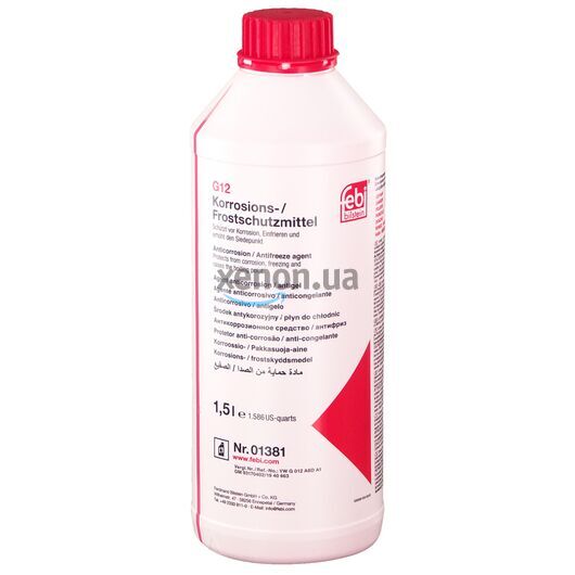 Febi G12 концентрат антифриза 1,5л красный, Цвет: Красный, Объем: 1,5 л 