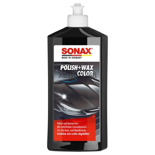 SONAX Polish +Wax Color чорний поліроль тефлон з воском 500 мл, Колір: Чорний, Обʼєм: 500 мл