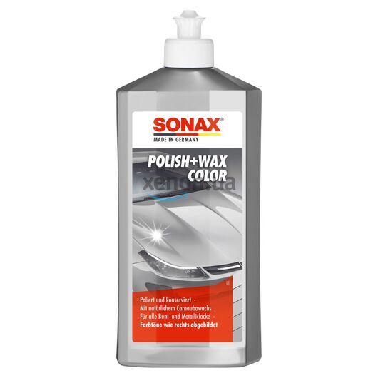 SONAX Polish +Wax Color сірий (сріблястий) поліроль тефлон з воском 500 мл, Колір: Сірий, Обʼєм: 500 мл