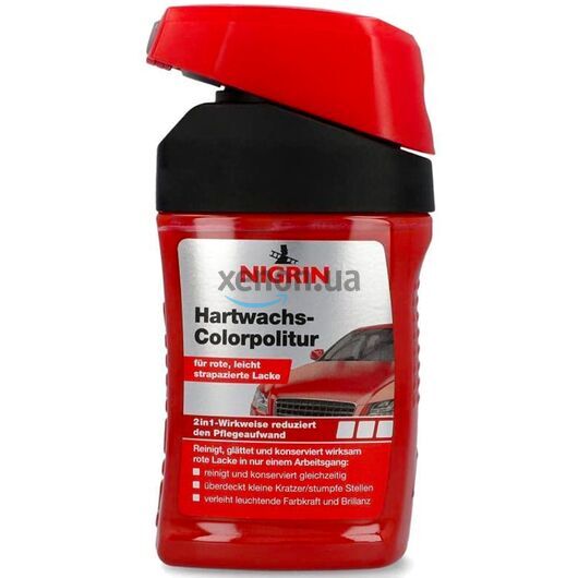NIGRIN Hartwachs-Colorpolitur Rot красный одношаговый полироль с PTFE 300 мл, Цвет: Красный, Объем: 300 мл 