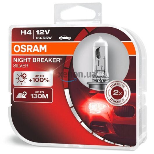 OSRAM Night Breaker Silver H4 60/55W 3200K комплект 2 шт 