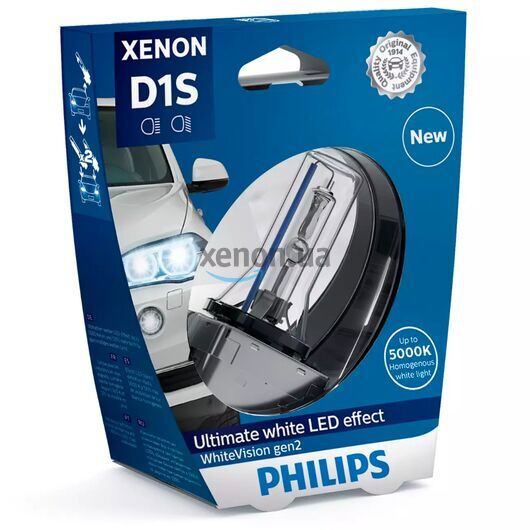 PHILIPS WhiteVision gen2 D1S 35W 5000K 1 шт, Тип лампи: D1S, Колірна температура: 5000