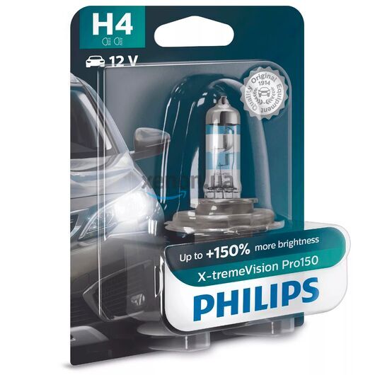 PHILIPS X-tremeVision Pro150 +150% H4 60/55W 3600K 1 шт 
