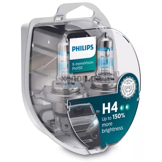 PHILIPS X-tremeVision Pro150 +150% H4 60/55W 3600K комплект 2 шт 