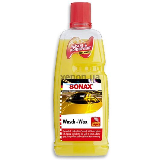 SONAX Wash & Wax автошампунь із воском 1 л, Запах: Без запаху, Обʼєм: 1 л