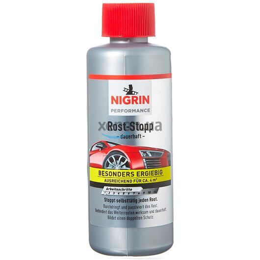 NIGRIN Performance Rost-Stopp высокоэффективный экономный 3-часовой удалитель ржавчины с индикатором (Германия) 200 мл с кистью в комплекте 