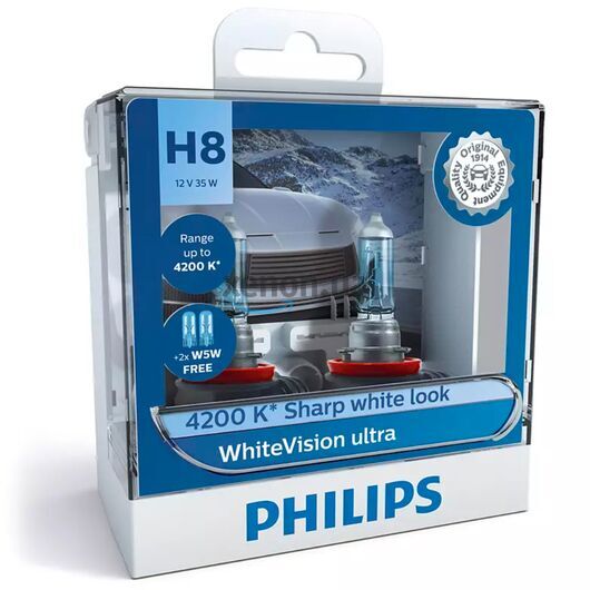 PHILIPS WhiteVision ultra +60% H8 35W 3800K комплект 2 шт 