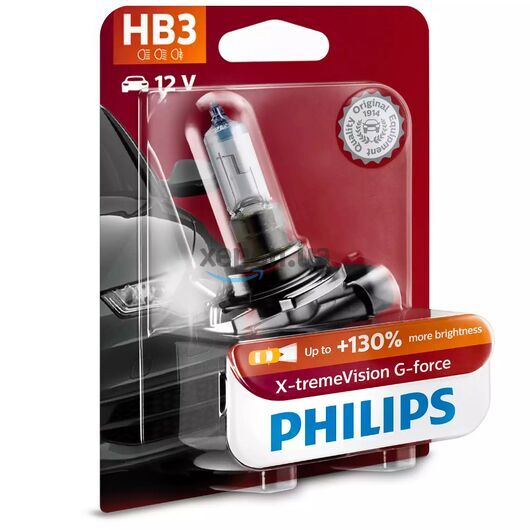 PHILIPS X-tremeVision G-force +130% HB3 60W 3350K 1 шт 