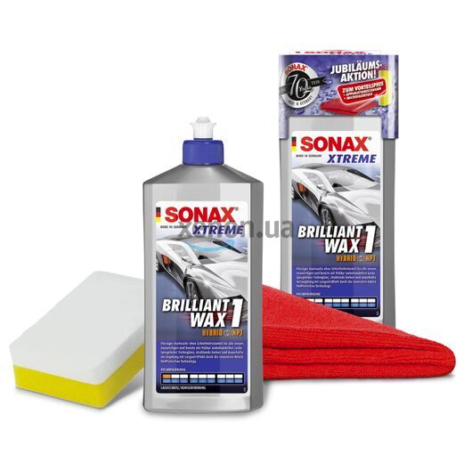 SONAX XTREME Brilliant Wax 1 Hybrid NPT финишный полироль с воском 500 мл в наборе 
