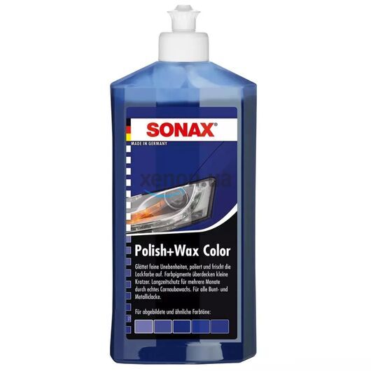 SONAX Polish +Wax Color синий полироль тефлон с воском 250 мл, Цвет: Синий, Объем: 250 мл 