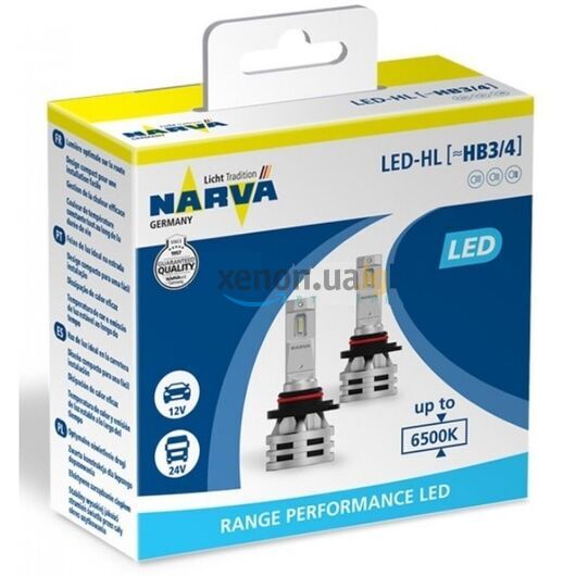 Лампы светодиодные Narva HB3/HB4 12/24v 6500K X2 18038 Range Performance 
