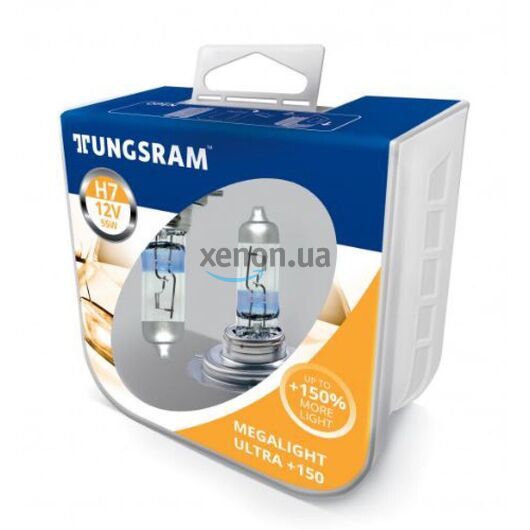 Лампа галогенная Tungsram H7 55W 12V Megalight Ultra +150% 58520NXNU PB2