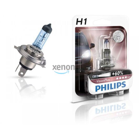 Лампа галогенная Philips H1 VisionPlus, 1шт/блистер 12258VPB1 